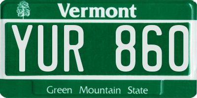 VT license plate YUR860