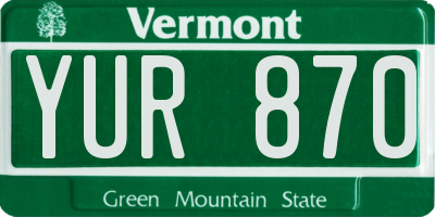 VT license plate YUR870