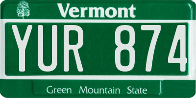 VT license plate YUR874