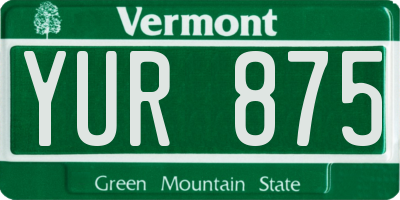 VT license plate YUR875