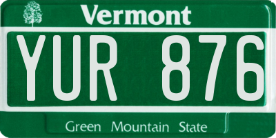 VT license plate YUR876