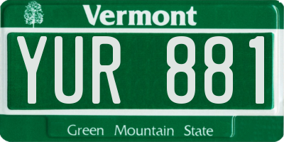 VT license plate YUR881