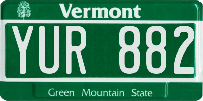 VT license plate YUR882