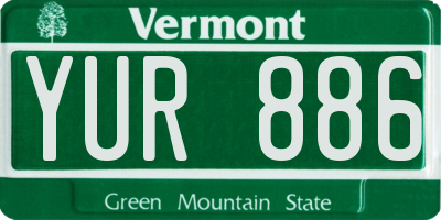 VT license plate YUR886