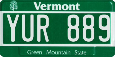 VT license plate YUR889