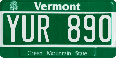 VT license plate YUR890