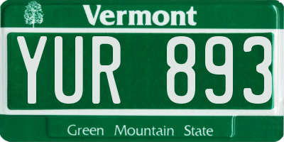 VT license plate YUR893
