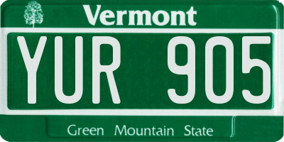 VT license plate YUR905