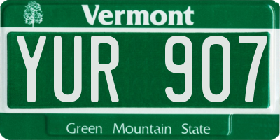 VT license plate YUR907