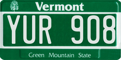 VT license plate YUR908
