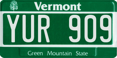 VT license plate YUR909