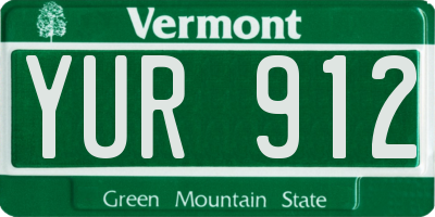 VT license plate YUR912