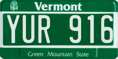 VT license plate YUR916