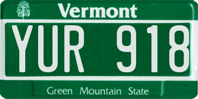 VT license plate YUR918
