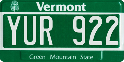 VT license plate YUR922