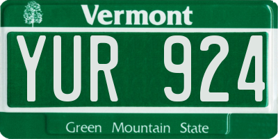 VT license plate YUR924