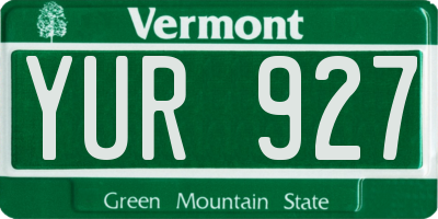 VT license plate YUR927