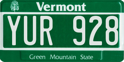 VT license plate YUR928