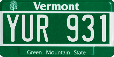 VT license plate YUR931
