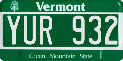 VT license plate YUR932