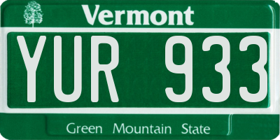 VT license plate YUR933
