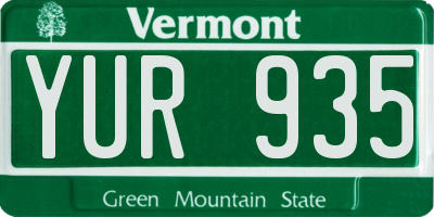 VT license plate YUR935
