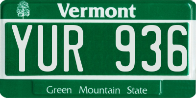 VT license plate YUR936
