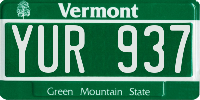 VT license plate YUR937