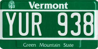 VT license plate YUR938