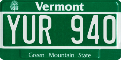 VT license plate YUR940