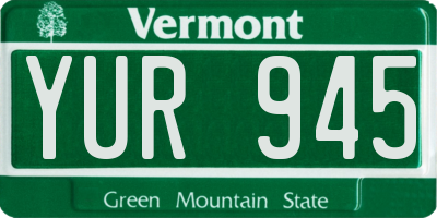 VT license plate YUR945