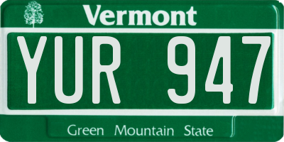 VT license plate YUR947