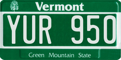 VT license plate YUR950