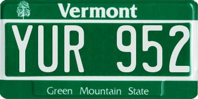 VT license plate YUR952