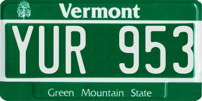 VT license plate YUR953