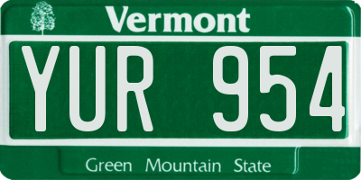 VT license plate YUR954