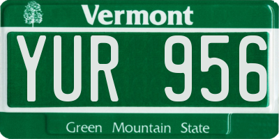 VT license plate YUR956