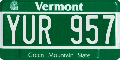 VT license plate YUR957