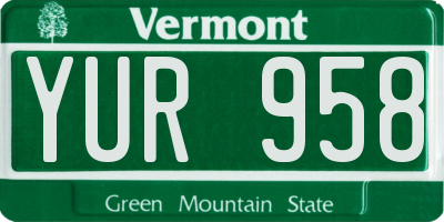 VT license plate YUR958