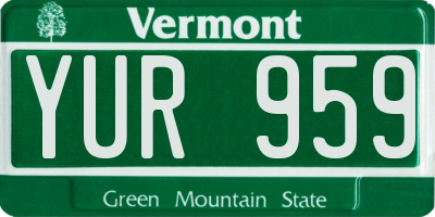 VT license plate YUR959