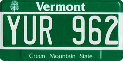 VT license plate YUR962
