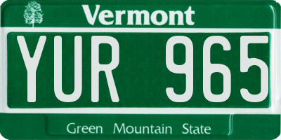 VT license plate YUR965