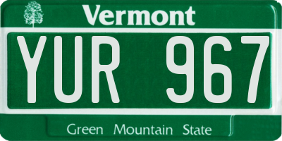 VT license plate YUR967