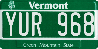 VT license plate YUR968