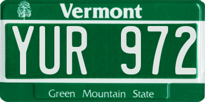 VT license plate YUR972
