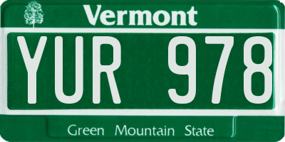 VT license plate YUR978