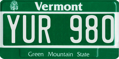 VT license plate YUR980