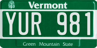 VT license plate YUR981