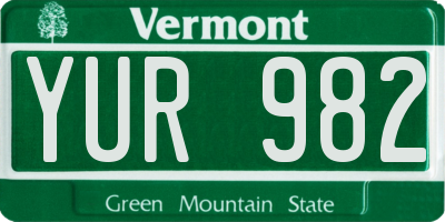 VT license plate YUR982