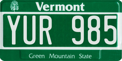 VT license plate YUR985